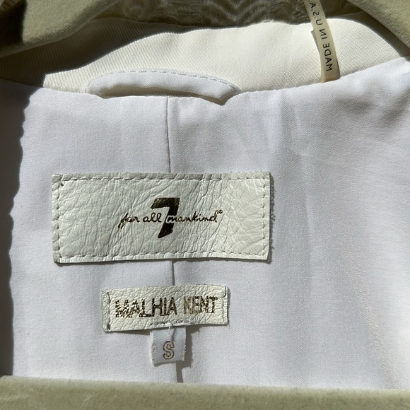 7 For All Mankind Malhia Kent white moto style jacket  size S Made in USA - Picture 6 of 7